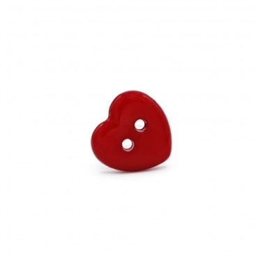 Heart Button 2 holes Red